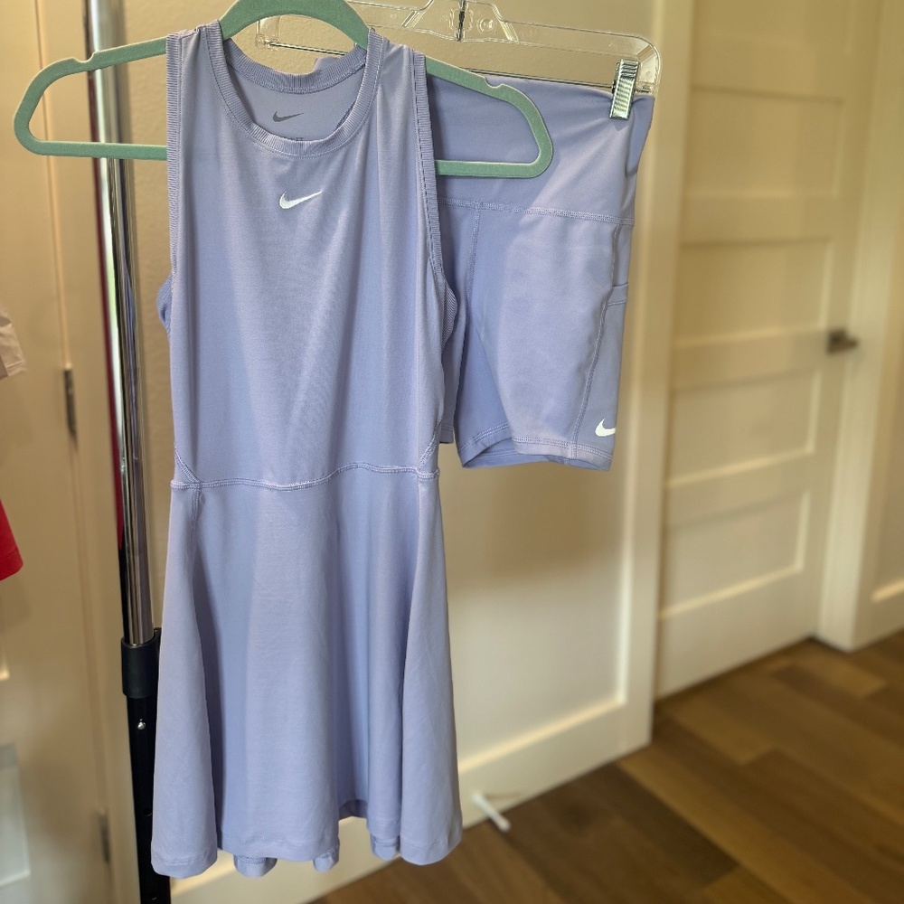 LIKE NEW!NIKE - Lilac Women's Dri-FIT Tennis Dress (XS) with Matching Shorts (S)